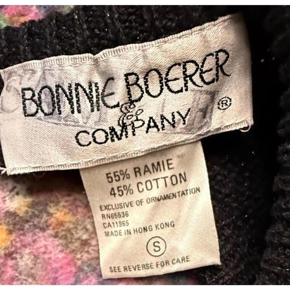 Bonnie Boerer 1980s Celebrate Santa Sleigh Light-Up Musical Sweater Black Small - Picture 6 of 6